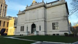 Wadsworth Atheneum Museum of Art south wing in sunset light, Hartford’s historic public art museum established in 1844